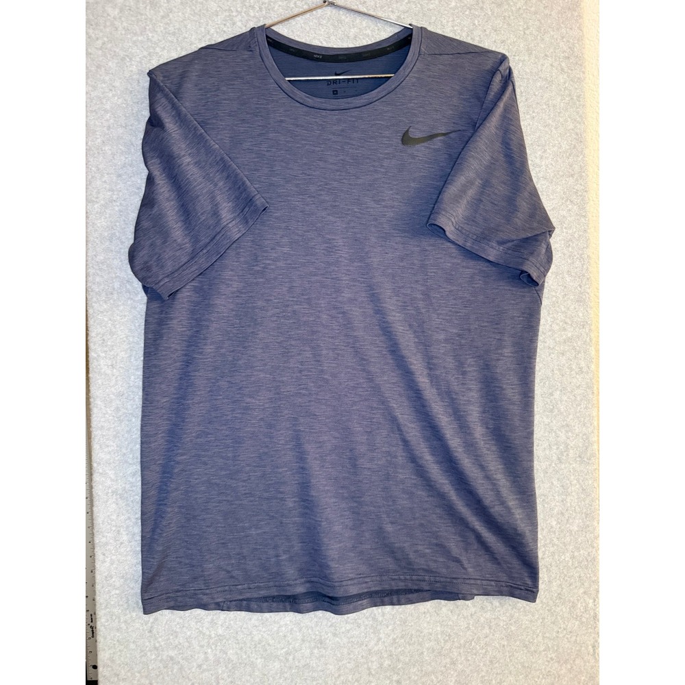 Nike Mens Dri-FIT Heather Training Shirt Blue Purple Short Sleeve Size M